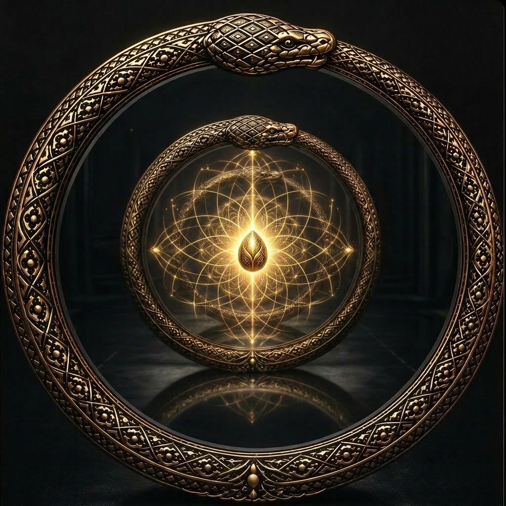Golden ouroboros sigil